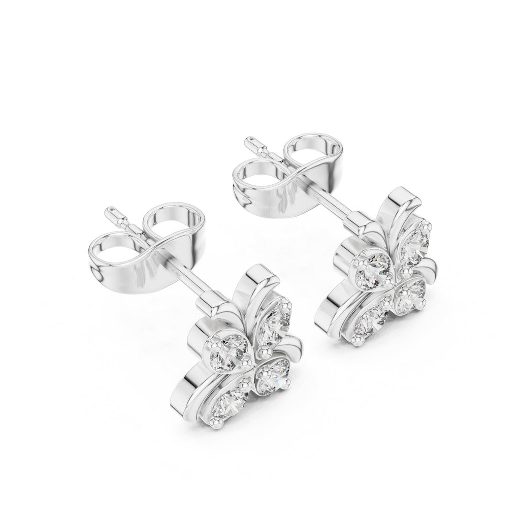 Moissanite Pavé Butterfly Stud Earrings – 925 Sterling Silver, 18K Gold Vermeil