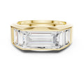 Men's Three-Stone Emerald-Cut Moissanite Ring – 925 Sterling Silver, 18K Gold Vermeil