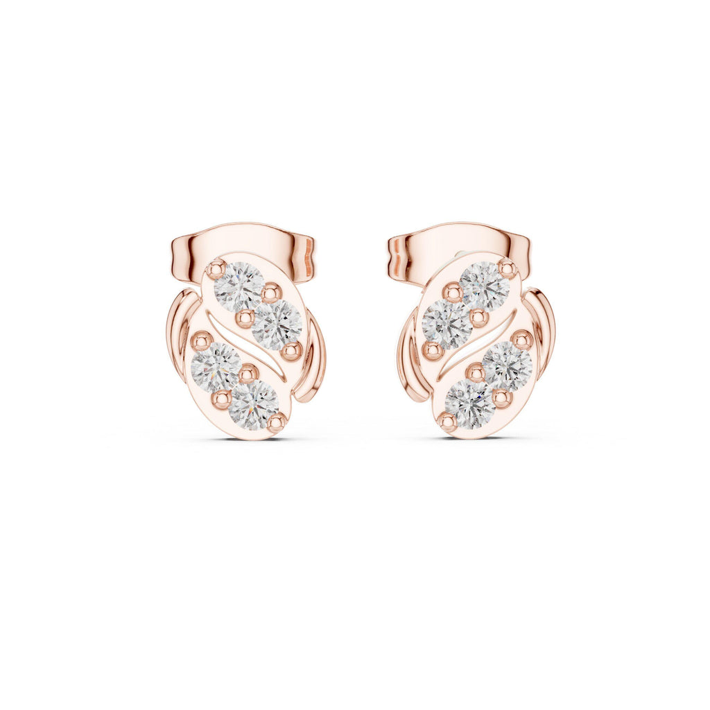 Moissanite Pavé Swirl Oval Stud Earrings – 925 Sterling Silver, 18K Gold Vermeil