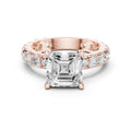 Asscher-Cut Moissanite Ring with Pavé Band – 925 Sterling Silver, 18K Gold Vermeil