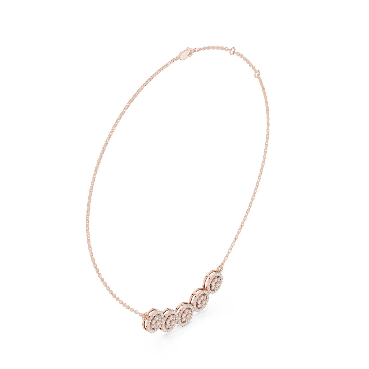 Moissanite Cluster Halo Trio Mangalsutra Necklace – 925 Sterling Silver, 18K Gold Vermeil