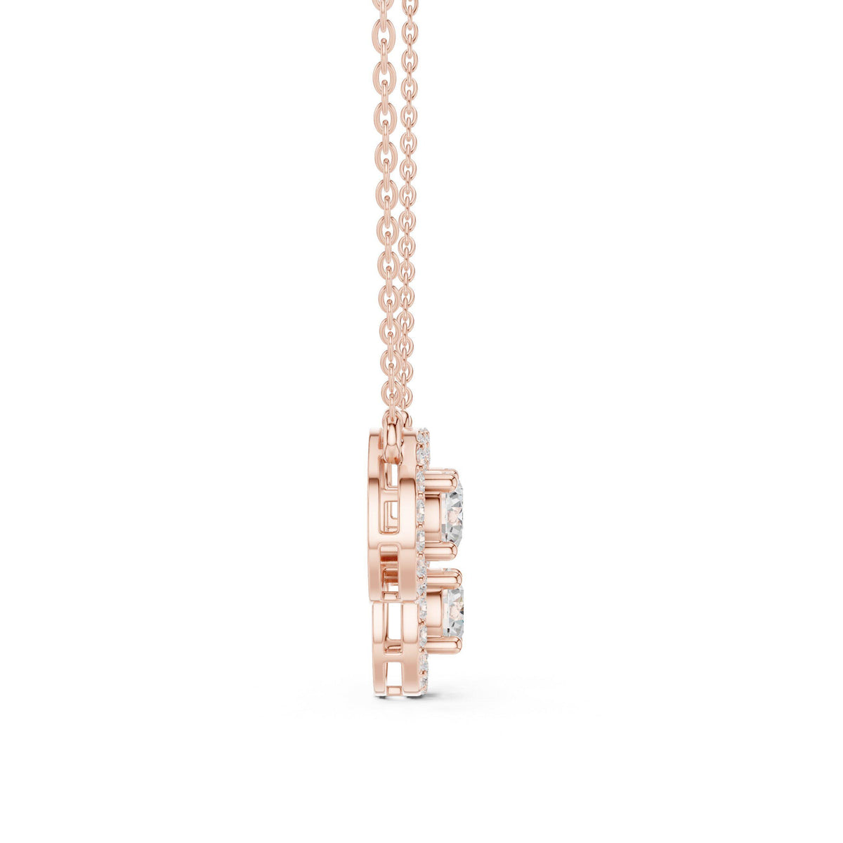 Round Moissanite Halo Trio Mangalsutra Necklace – 925 Sterling Silver, 18K Gold Vermeil
