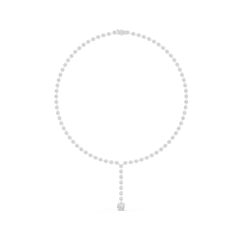 Round Moissanite Lariat Tennis Necklace – 925 Sterling Silver, 18K Gold Vermeil