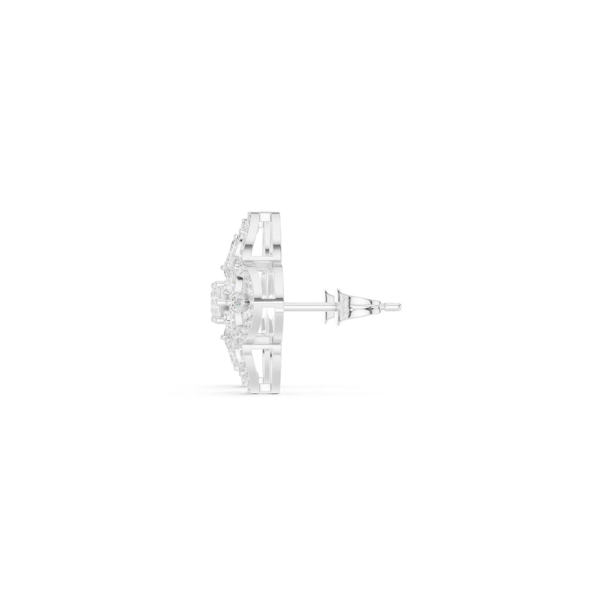 Moissanite Quatrefoil Stud Earrings – 925 Sterling Silver, 18K Gold Vermeil