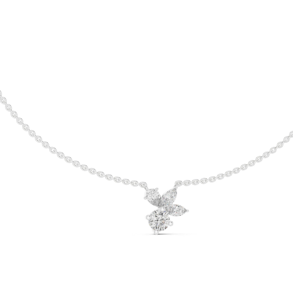 Pear, Marquise & Round Moissanite Cluster Pendant Necklace – 925 Sterling Silver, 18K Gold Vermeil