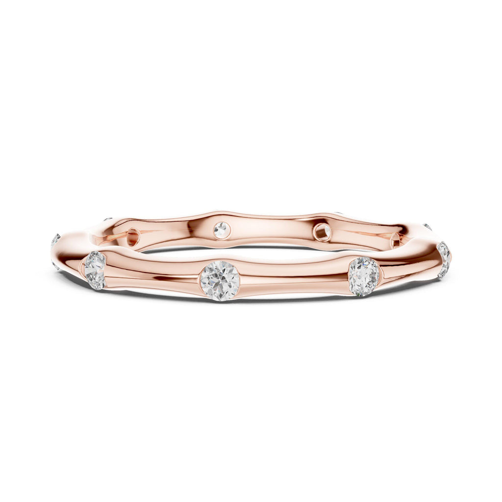 Station-Set Moissanite Stackable Band – 925 Sterling Silver, 18K Gold Vermeil