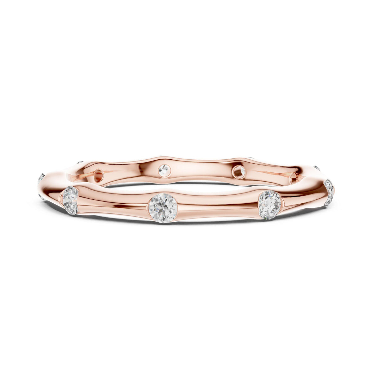 Station-Set Moissanite Stackable Band – 925 Sterling Silver, 18K Gold Vermeil