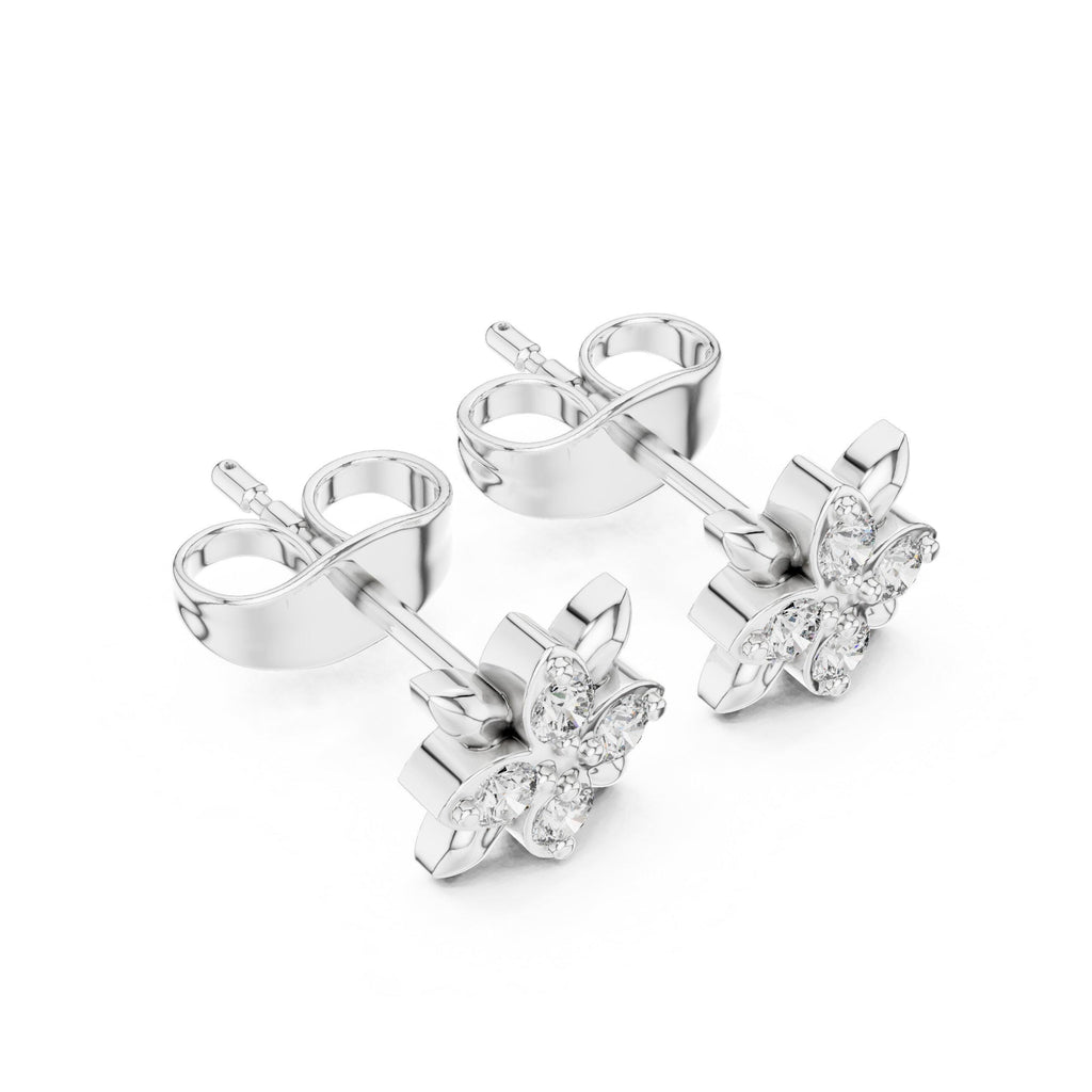 Moissanite Flower Star Stud Earrings – 925 Sterling Silver, 18K Gold Vermeil