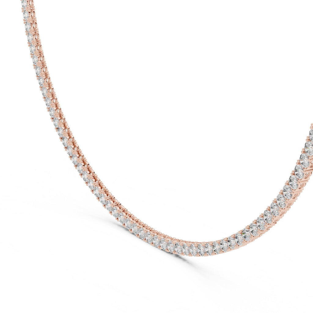 4mm Round Moissanite Tennis Necklace, 16" – 925 Sterling Silver, 18K Rose Gold Vermeil