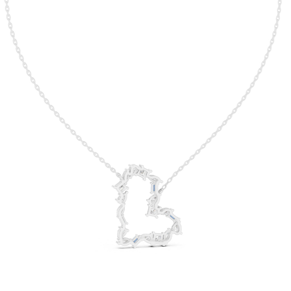 Pear & Baguette Moissanite V Necklace – 925 Sterling Silver, 18K Gold Vermeil