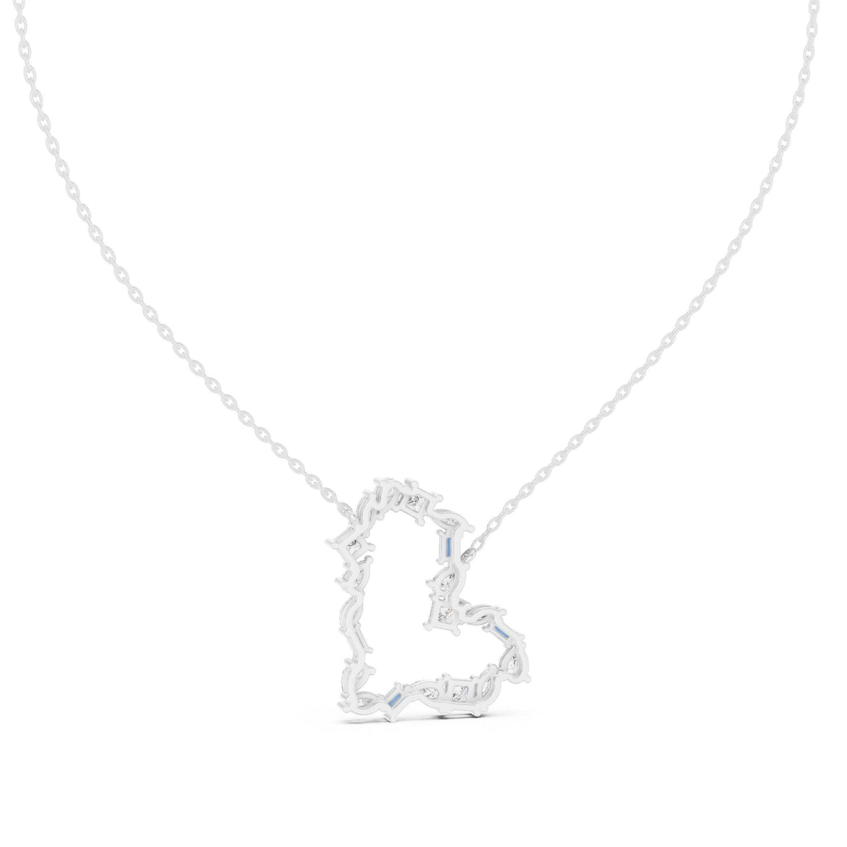 Pear & Baguette Moissanite V Necklace – 925 Sterling Silver, 18K Gold Vermeil