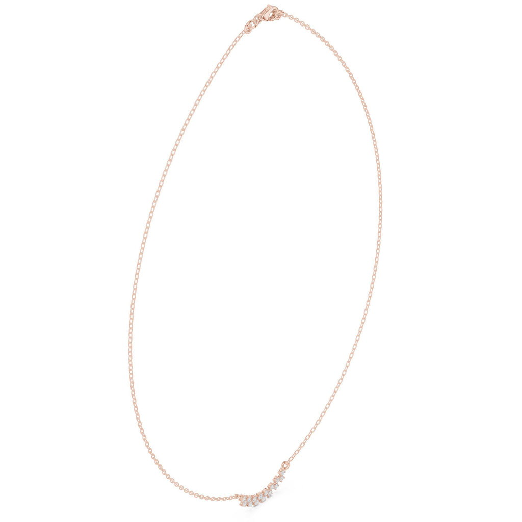 Moissanite Curved Cluster Bar Necklace – 925 Sterling Silver, 18K Gold Vermeil