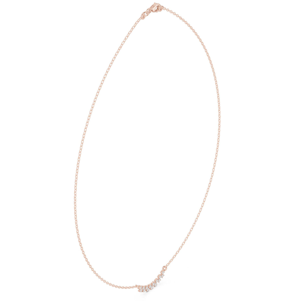 Moissanite Curved Cluster Bar Necklace – 925 Sterling Silver, 18K Gold Vermeil