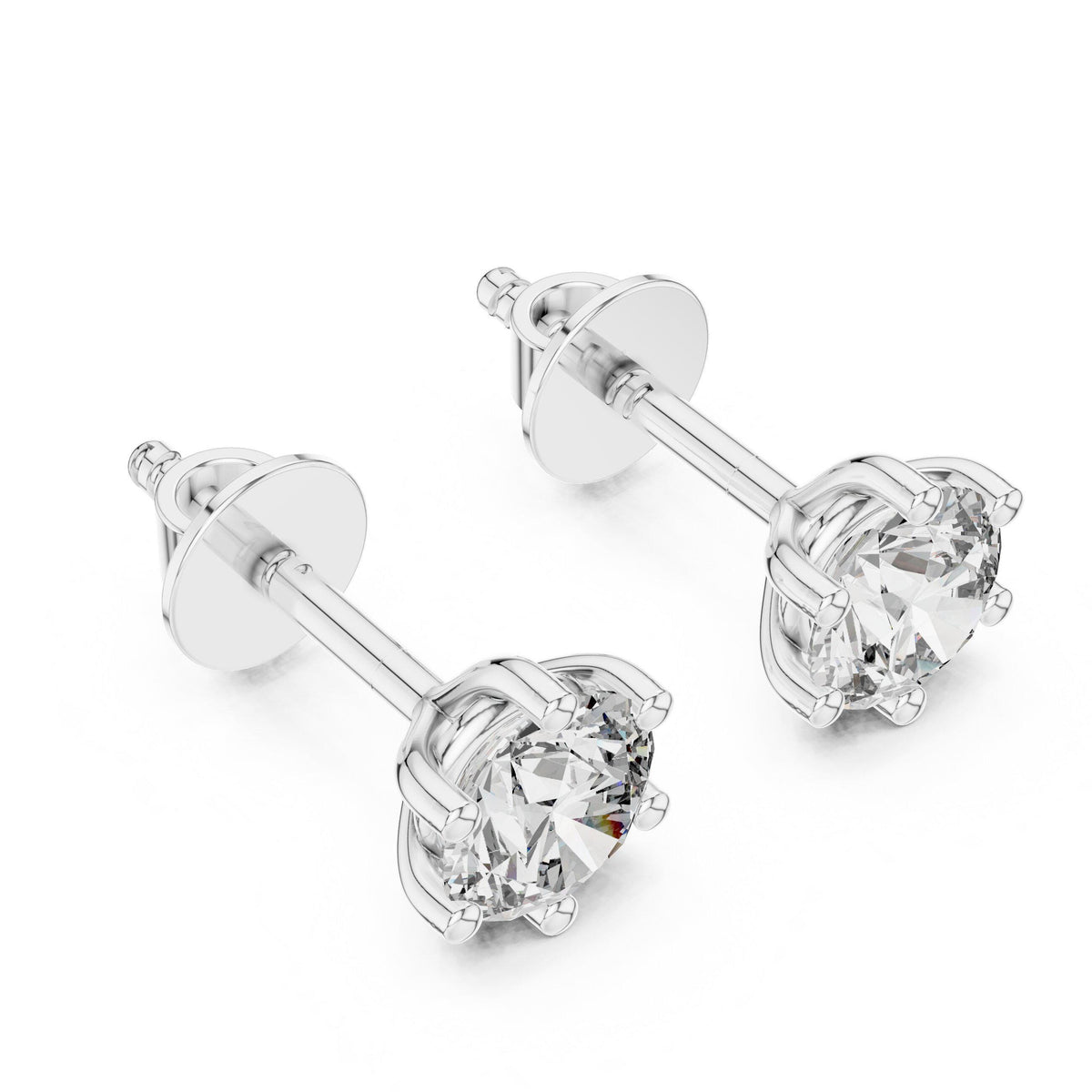 5.2mm Round Moissanite Six-Prong Stud Earrings – 925 Sterling Silver, 18K Gold Vermeil