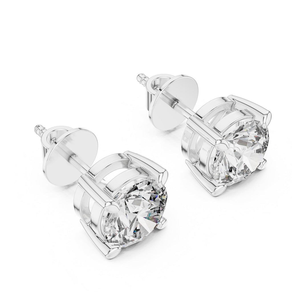 7mm Round Moissanite Four-Prong Stud Earrings – 925 Sterling Silver, 18K Gold Vermeil