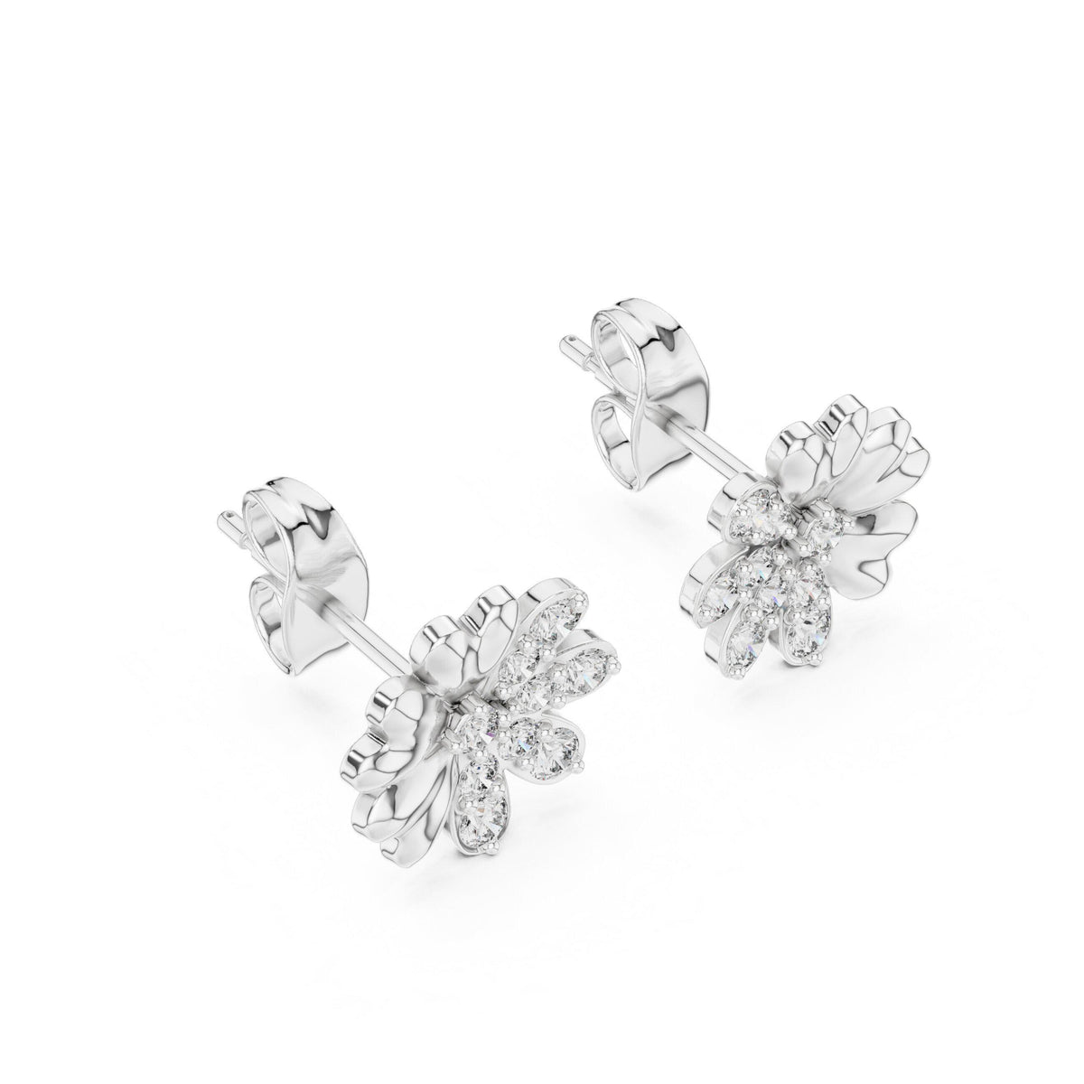 Moissanite Cherry Blossom Stud Earrings – 925 Sterling Silver, 18K Gold Vermeil