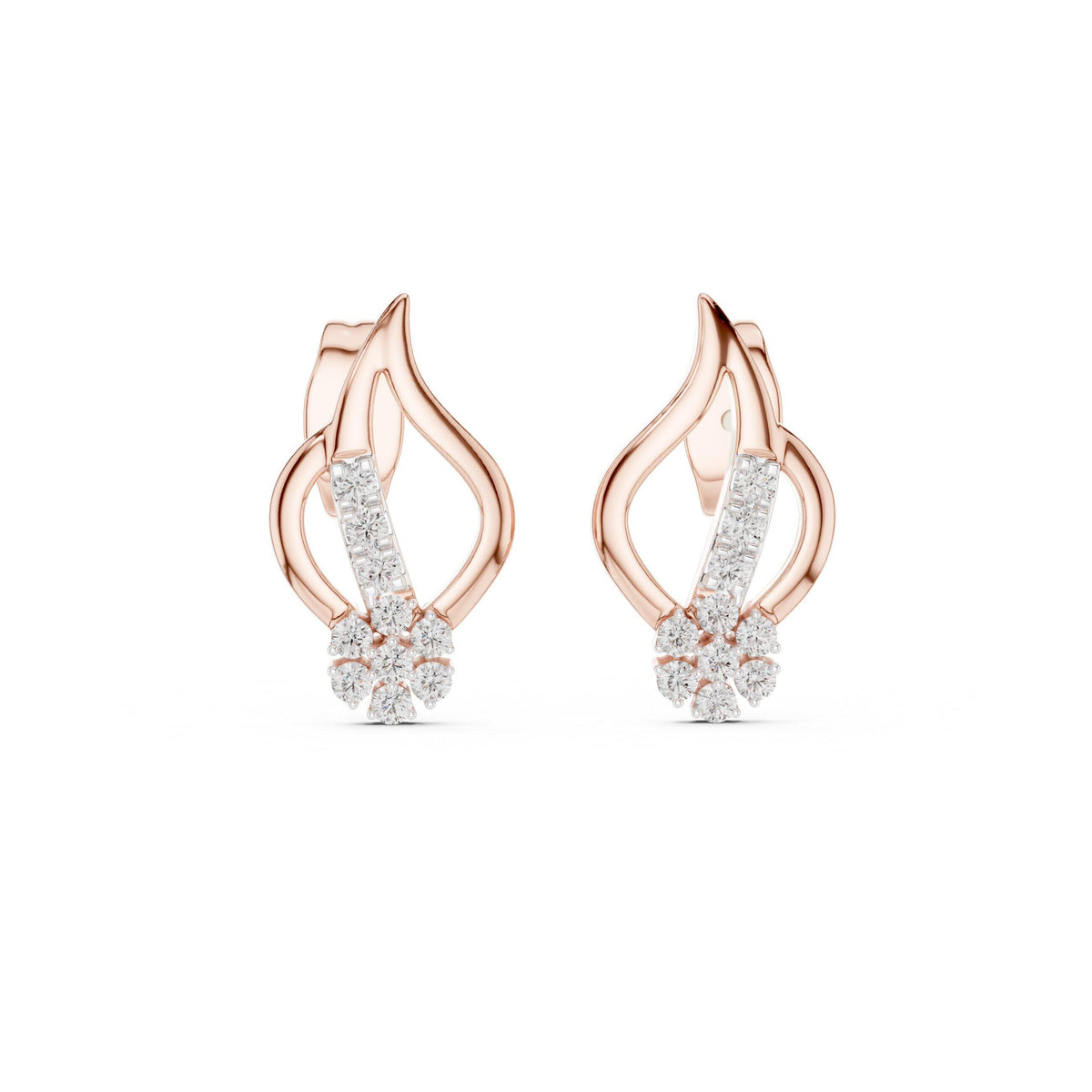 Moissanite Flame Cluster Stud Earrings – 925 Sterling Silver, 18K Gold Vermeil