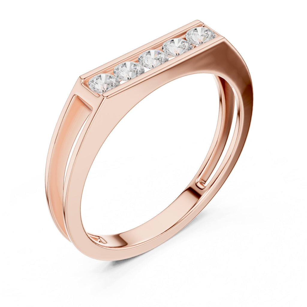 Men's Open-Band Moissanite Ring with Pavé Bar – 925 Sterling Silver, 18K Gold Vermeil