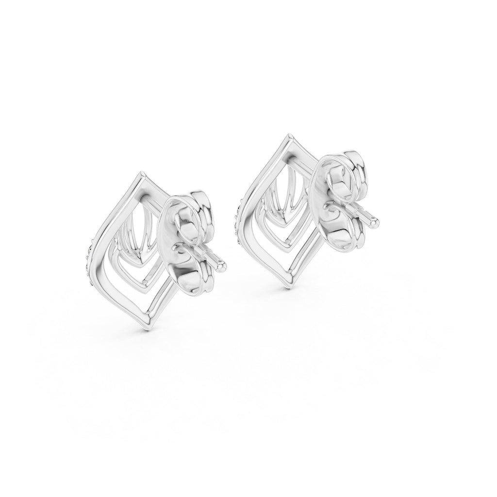 Moissanite Pavé Leaf Outline Stud Earrings – 925 Sterling Silver, 18K Gold Vermeil