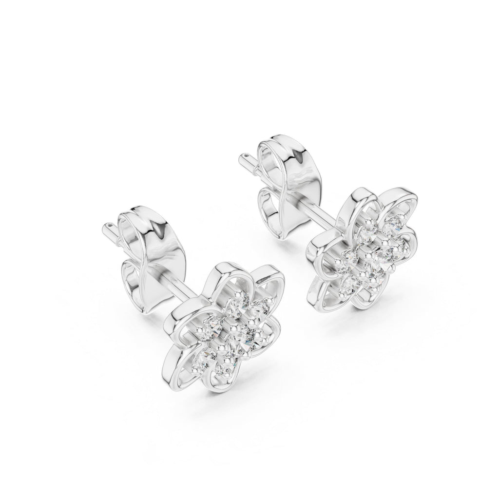 Moissanite Open Flower Cluster Stud Earrings – 925 Sterling Silver, 18K Gold Vermeil