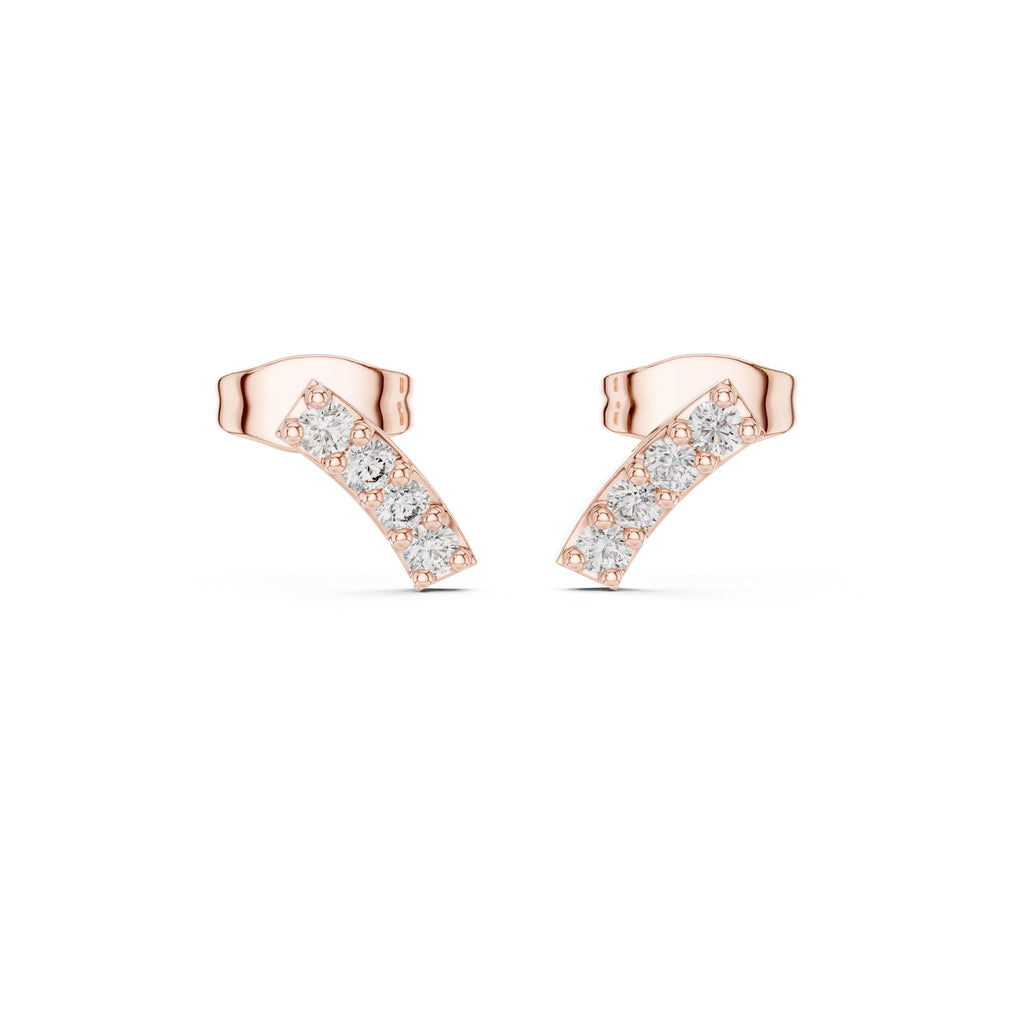 Moissanite Curved Bar Stud Earrings – 925 Sterling Silver, 18K Gold Vermeil