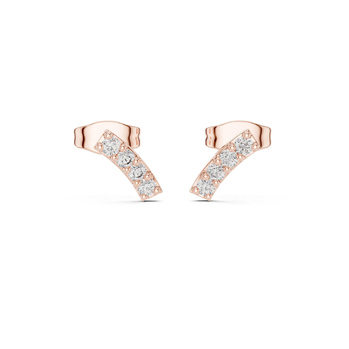 Moissanite Curved Bar Stud Earrings – 925 Sterling Silver, 18K Gold Vermeil
