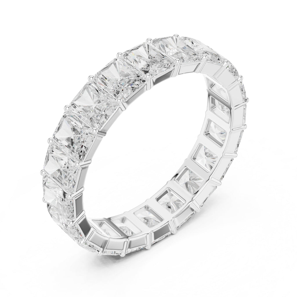Men's Emerald-Cut Moissanite Eternity Band – 925 Sterling Silver, 18K Gold Vermeil