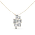 Emerald-Cut Moissanite Mosaic Cluster Necklace – 925 Sterling Silver, 18K Gold Vermeil