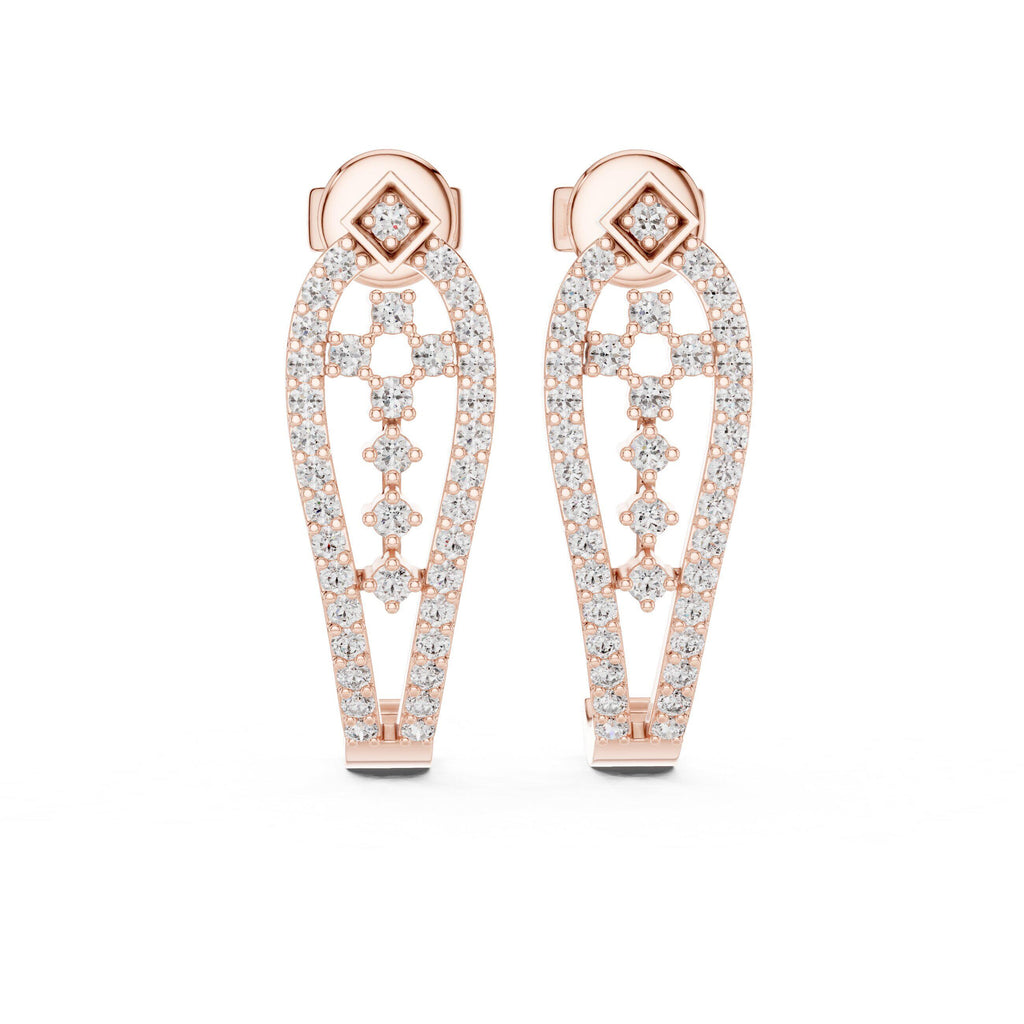 Moissanite Pavé Open Teardrop Earrings – 925 Sterling Silver, 18K Gold Vermeil