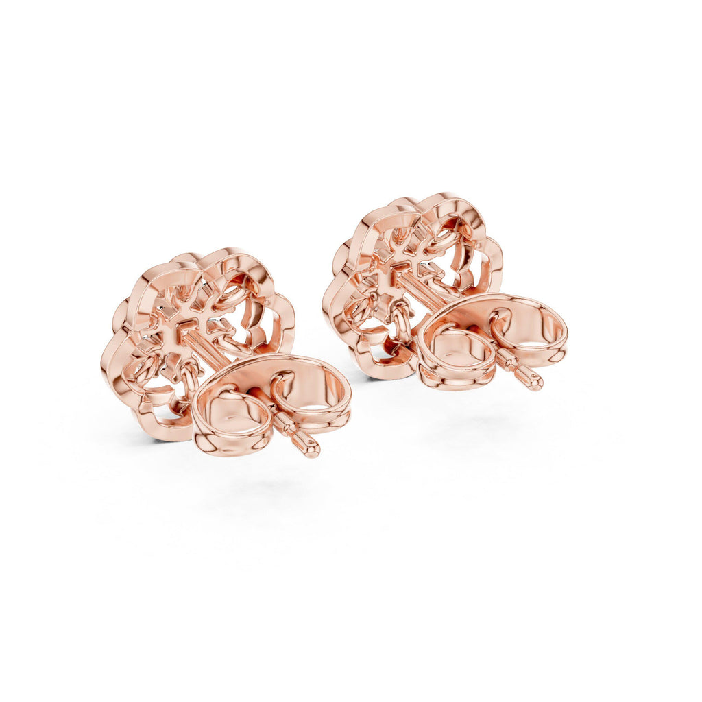 Moissanite Flower Rosette Stud Earrings – 925 Sterling Silver, 18K Gold Vermeil