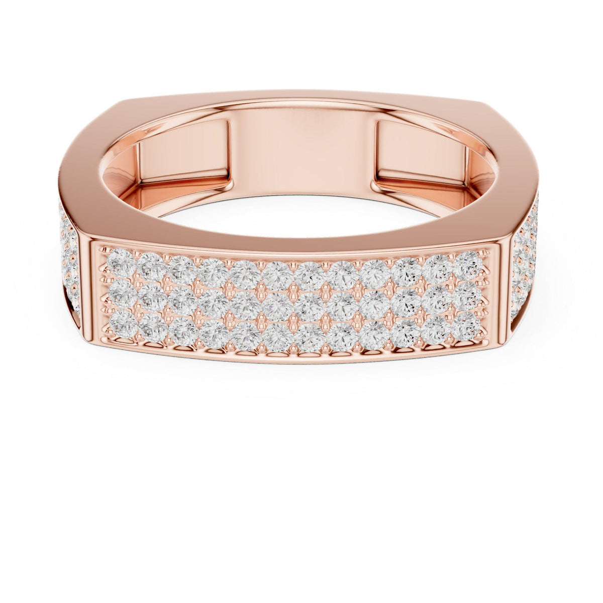 Men's Square-Profile Pavé Moissanite Band – 925 Sterling Silver, 18K Gold Vermeil