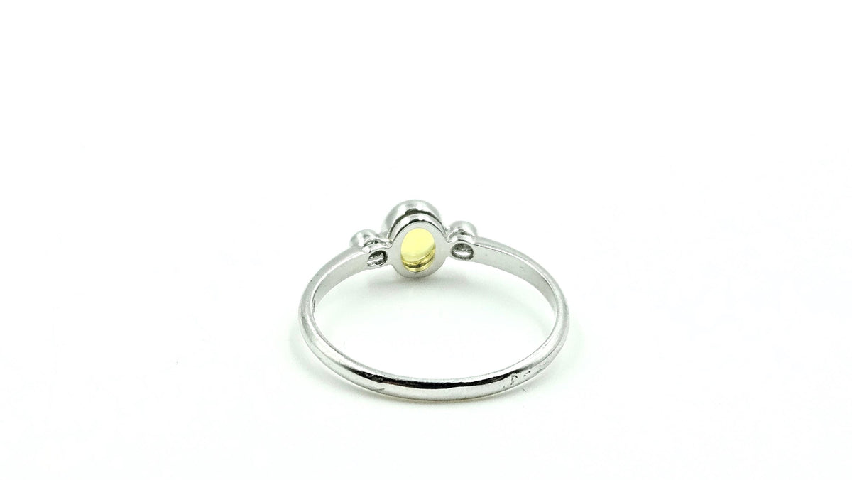 Bezel-Set Yellow Sapphire & Diamond Ring – 925 Sterling Silver, 18K White Gold Vermeil