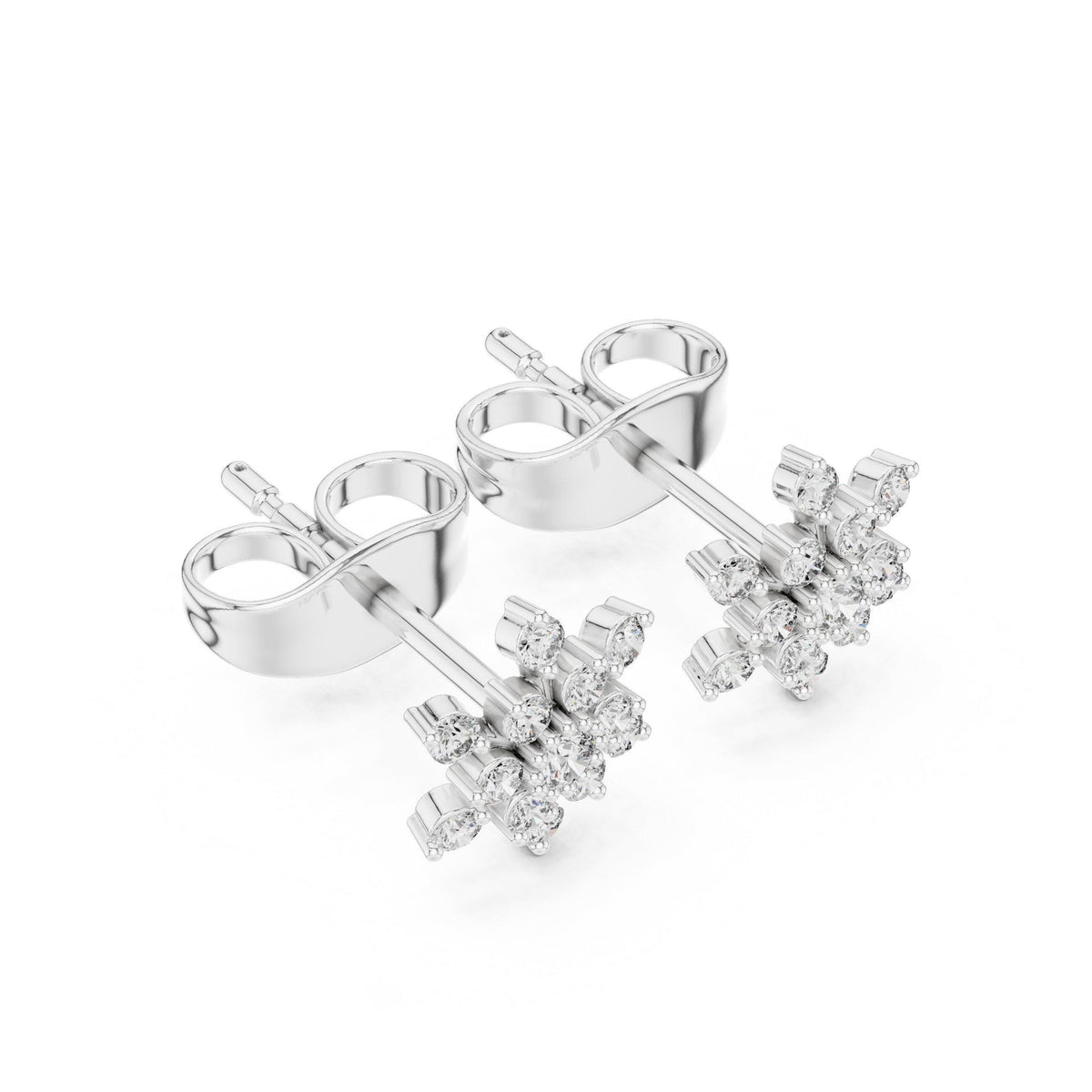 Moissanite Snowflake Cluster Stud Earrings – 925 Sterling Silver, 18K Gold Vermeil