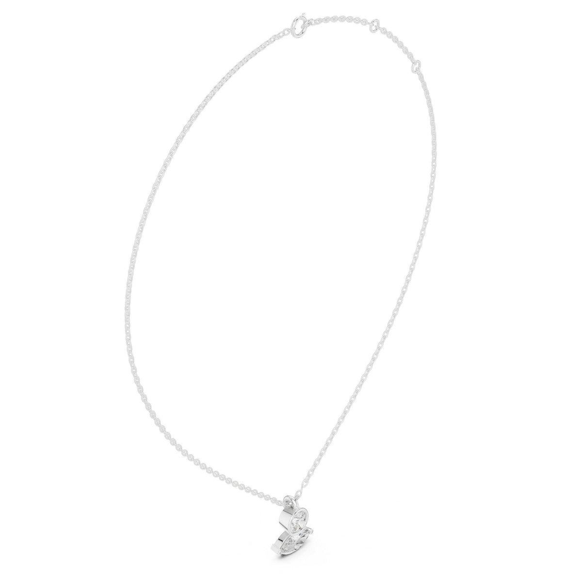 Round & Marquise Moissanite Bezel Drop Necklace – 925 Sterling Silver, 18K Gold Vermeil