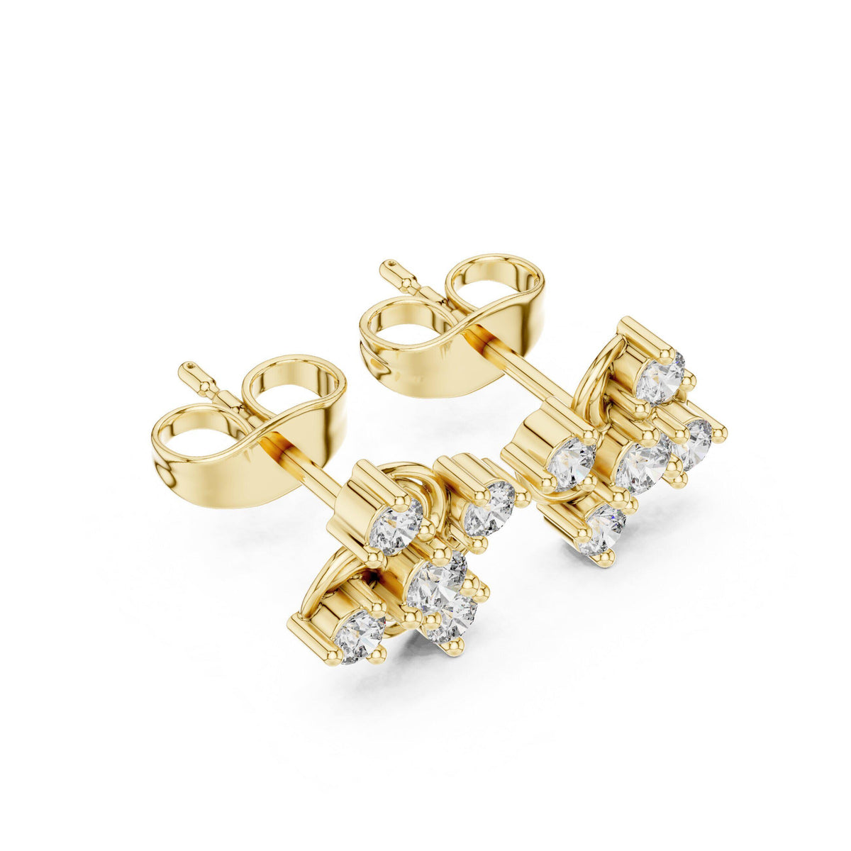 Moissanite Swirl Cluster Stud Earrings – 925 Sterling Silver, 18K Gold Vermeil
