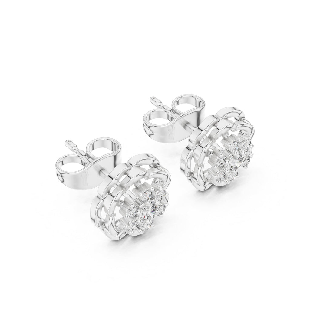 Moissanite Flower Rosette Stud Earrings – 925 Sterling Silver, 18K Gold Vermeil