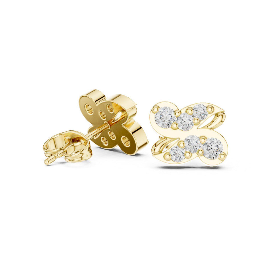 Moissanite Pavé Infinity Wave Stud Earrings – 925 Sterling Silver, 18K Gold Vermeil