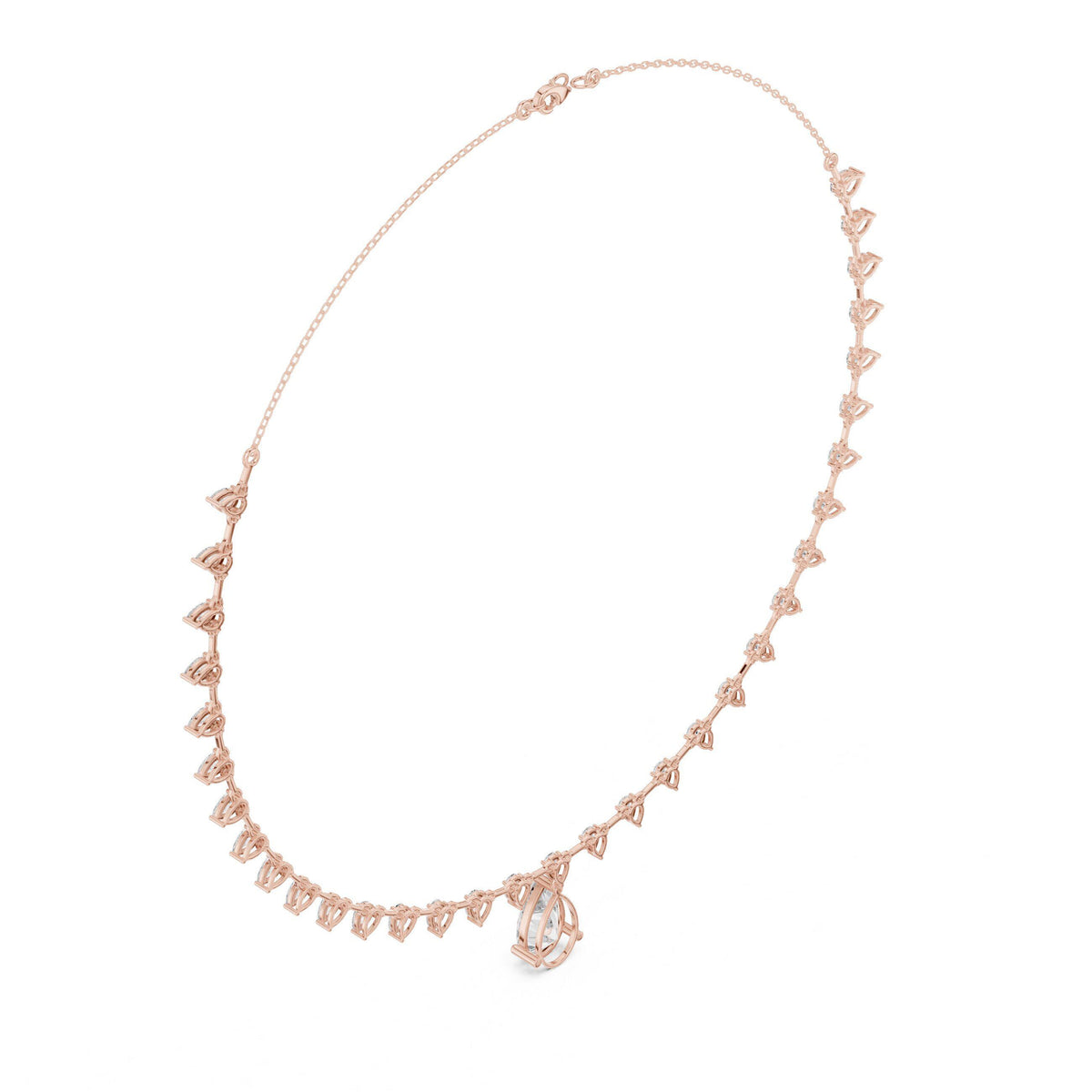Trillion & Pear Moissanite Fringe Necklace – 925 Sterling Silver, 18K Gold Vermeil