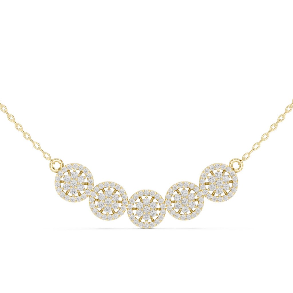 Moissanite Cluster Halo Trio Mangalsutra Necklace – 925 Sterling Silver, 18K Gold Vermeil