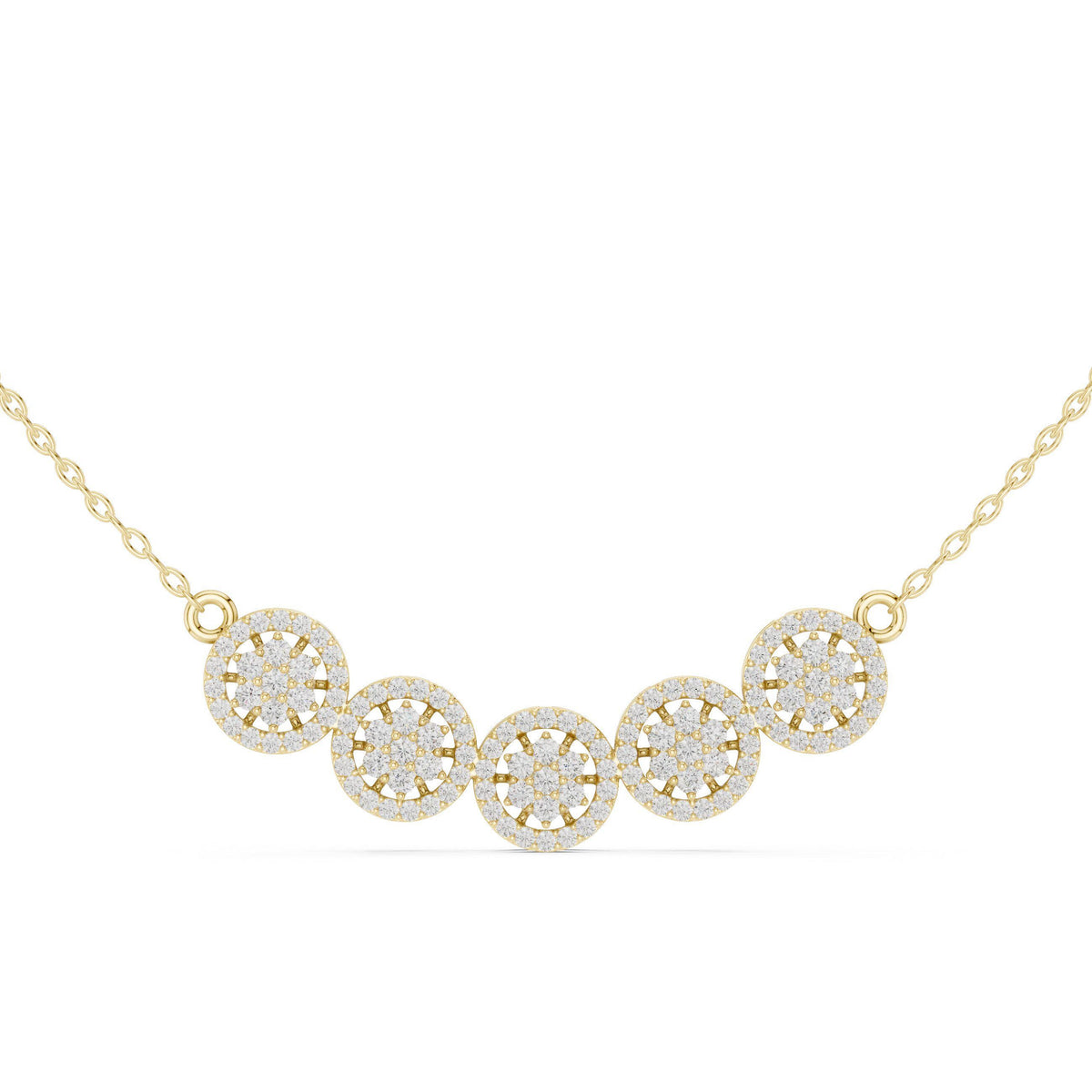 Moissanite Cluster Halo Trio Mangalsutra Necklace – 925 Sterling Silver, 18K Gold Vermeil