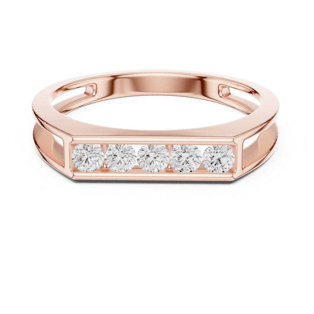Men's Open-Band Moissanite Ring with Pavé Bar – 925 Sterling Silver, 18K Gold Vermeil