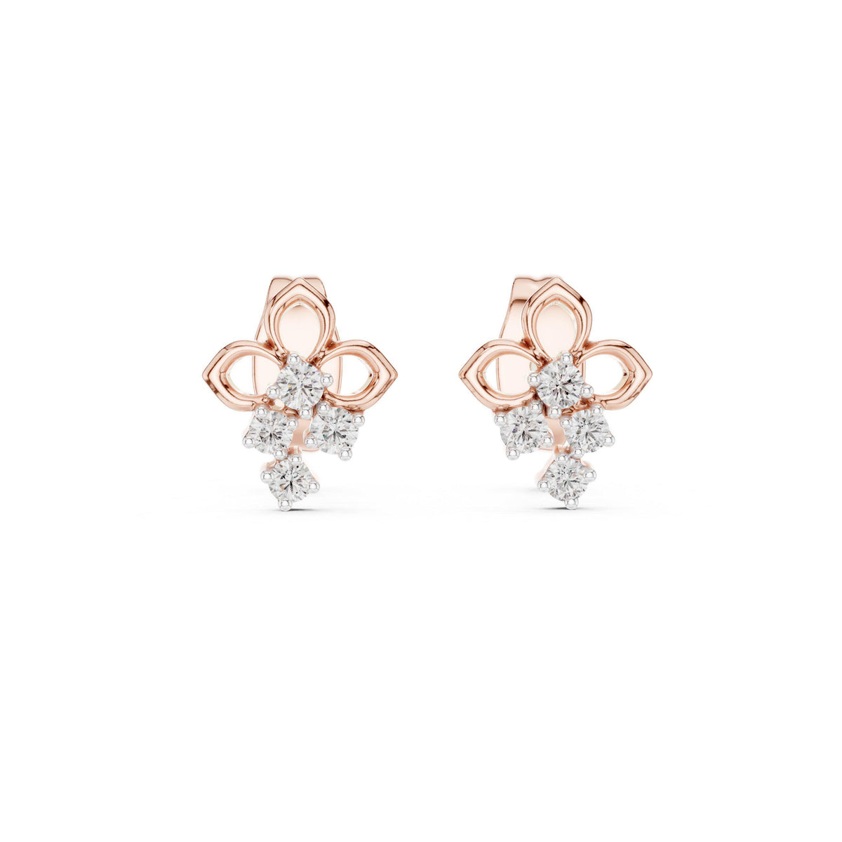 Moissanite Fleur Drop Stud Earrings – 925 Sterling Silver, 18K Gold Vermeil