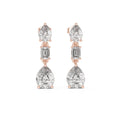 Pear & Emerald-Cut Moissanite Three-Stone Drop Earrings – 925 Sterling Silver, 18K Gold Vermeil