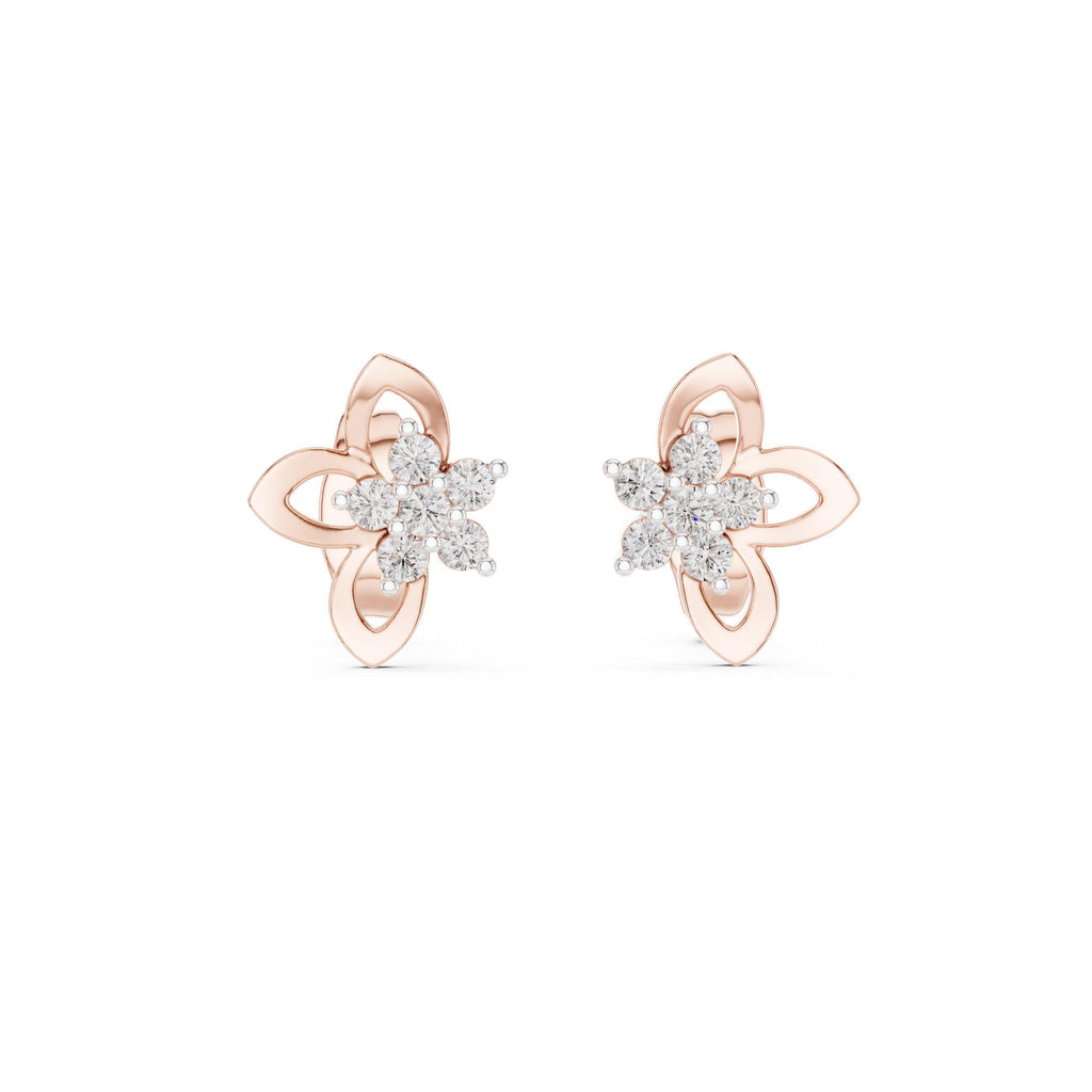Moissanite Flower Bloom Stud Earrings – 925 Sterling Silver, 18K Gold Vermeil