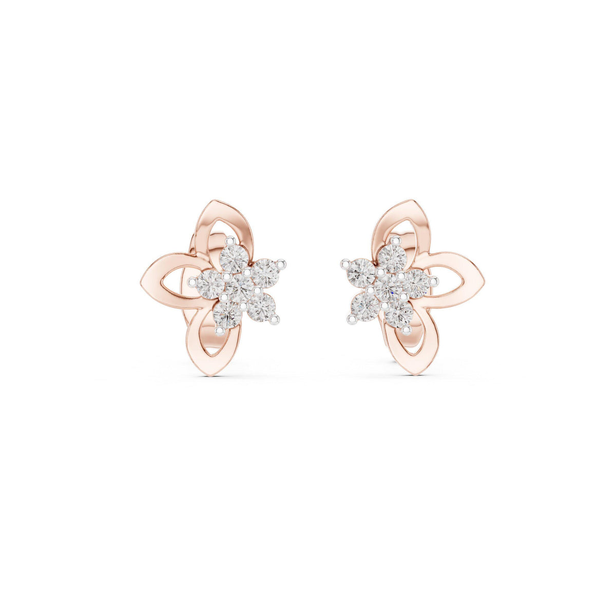 Moissanite Flower Bloom Stud Earrings – 925 Sterling Silver, 18K Gold Vermeil