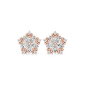 Moissanite Pentagon Flower Stud Earrings – 925 Sterling Silver, 18K Gold Vermeil