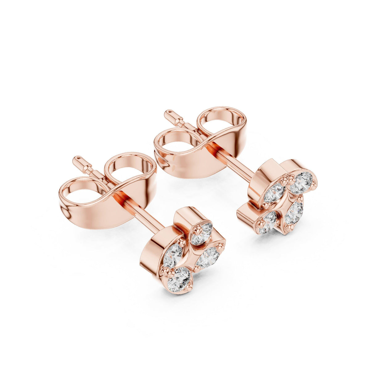 Moissanite Clover Cluster Stud Earrings – 925 Sterling Silver, 18K Gold Vermeil