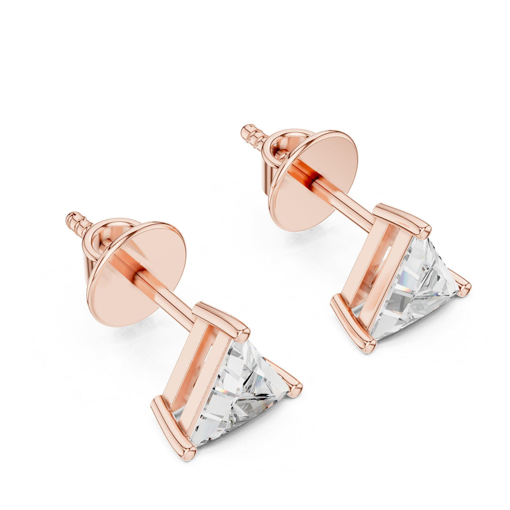 Trillion Moissanite Stud Earrings – 925 Sterling Silver, 18K Gold Vermeil