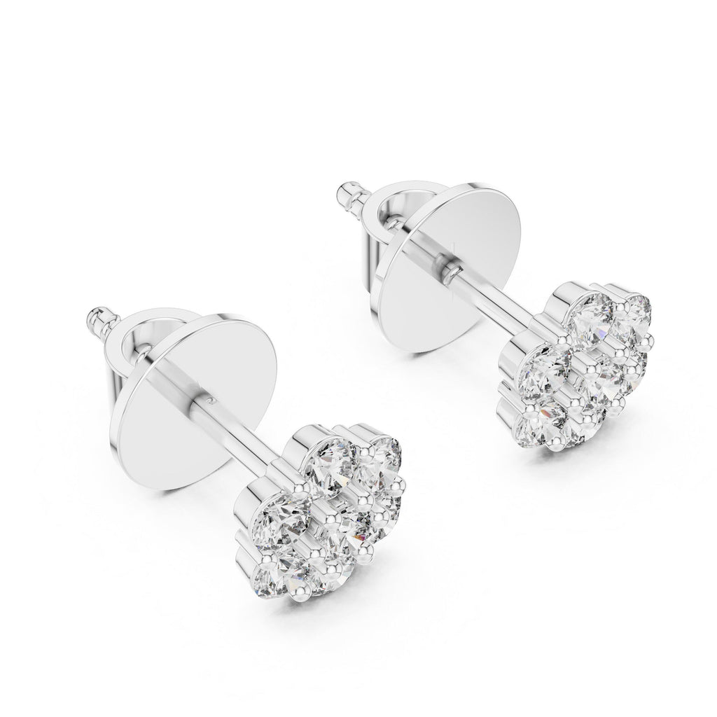 Moissanite Flower Cluster Stud Earrings – 925 Sterling Silver, 18K Gold Vermeil