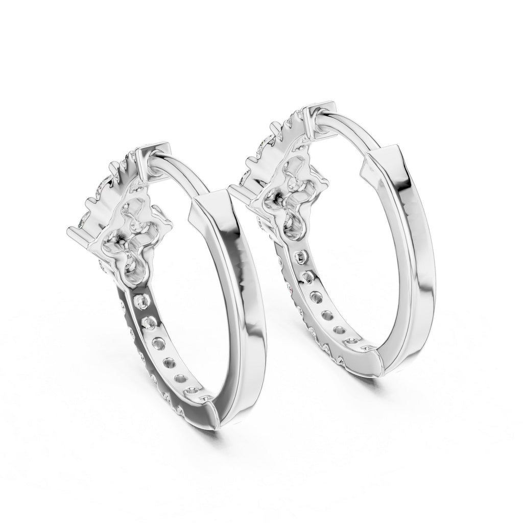 Moissanite Flower Cluster Pavé Hoop Earrings – 925 Sterling Silver, 18K Gold Vermeil